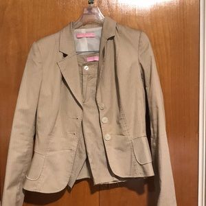 View collection pin stripe cream shorts suit